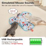 Potaroma Hide and Seek Interactive Cat Toys, Moving Concealed Wand Feather, Automatic Chargeable Indoor Kitten Exercise Kicker, Mouse Squeaky, Floral Cover - Image 6