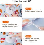 Potaroma Hide and Seek Interactive Cat Toys, Moving Concealed Wand Feather, Automatic Chargeable Indoor Kitten Exercise Kicker, Mouse Squeaky, Floral Cover - Image 7
