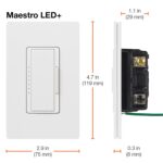 Lutron Maestro LED+ Dimmer Switch for Dimmable LED, Halogen and Incandescent Bulbs, 150W/Single-Pole or Multi-Location, MACL-153M-WH-3, White (3-Pack) - Image 12
