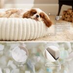 Bedsure ComfyFleece™ Donut Medium Dog Bed - Washable Faux Fur with Corduroy Fleece & Anti Slip Bottom, Round Pet Bed with Removable Cover, Cream, 30x30x8 inches - Image 3