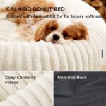 Bedsure ComfyFleece™ Donut Medium Dog Bed - Washable Faux Fur with Corduroy Fleece & Anti Slip Bottom, Round Pet Bed with Removable Cover, Cream, 30x30x8 inches - Image 4