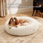 Bedsure ComfyFleece™ Donut Medium Dog Bed - Washable Faux Fur with Corduroy Fleece & Anti Slip Bottom, Round Pet Bed with Removable Cover, Cream, 30x30x8 inches - Image 5
