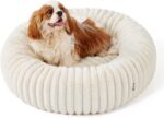 Bedsure ComfyFleece™ Donut Medium Dog Bed - Washable Faux Fur with Corduroy Fleece & Anti Slip Bottom, Round Pet Bed with Removable Cover, Cream, 30x30x8 inches - Image 8
