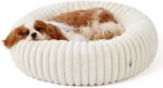 Bedsure ComfyFleece™ Donut Medium Dog Bed - Washable Faux Fur with Corduroy Fleece & Anti Slip Bottom, Round Pet Bed with Removable Cover, Cream, 30x30x8 inches - Image 9