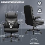 HeroSet Office Chair, Ergonomic Big and Tall Computer Desk Chairs, Executive Breathable Leather Chair with Adjustable Flip-up Armrests, Lumbar Support Swivel PC Chair with Rocking Function,Matte Black - Image 3