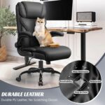 HeroSet Office Chair, Ergonomic Big and Tall Computer Desk Chairs, Executive Breathable Leather Chair with Adjustable Flip-up Armrests, Lumbar Support Swivel PC Chair with Rocking Function,Matte Black - Image 4