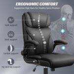 HeroSet Office Chair, Ergonomic Big and Tall Computer Desk Chairs, Executive Breathable Leather Chair with Adjustable Flip-up Armrests, Lumbar Support Swivel PC Chair with Rocking Function,Matte Black - Image 5