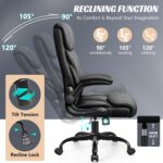 HeroSet Office Chair, Ergonomic Big and Tall Computer Desk Chairs, Executive Breathable Leather Chair with Adjustable Flip-up Armrests, Lumbar Support Swivel PC Chair with Rocking Function,Matte Black - Image 6
