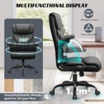 HeroSet Office Chair, Ergonomic Big and Tall Computer Desk Chairs, Executive Breathable Leather Chair with Adjustable Flip-up Armrests, Lumbar Support Swivel PC Chair with Rocking Function,Matte Black - Image 7