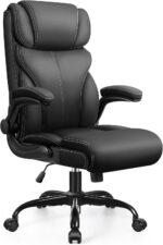 HeroSet Office Chair, Ergonomic Big and Tall Computer Desk Chairs, Executive Breathable Leather Chair with Adjustable Flip-up Armrests, Lumbar Support Swivel PC Chair with Rocking Function,Matte Black - Image 9