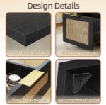 TUQLAB 55” Executive Office Desk with Drawers, Modern Wood Executive Desk with Storage, One-Piece Fluted Computer Writing Desk for Home Office, Study, Living Room, Bedroom, Black Rattan - Image 7