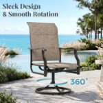 MIXPATIO 7 Pieces Patio Dining Set, Outdoor Table and Chairs, 6 x Textilene Swivel Dining Chairs and 60" Rectangle Black Table, for Cozy Garden Settings, Grey-Brown - Image 3