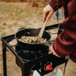 Gas One Propane Double Burner Two Burner Camp Stove Outdoor High Pressure Propane 2 Burner Adjustable PSI Regulator and 4ft Hose With Removable Legs - Image 3