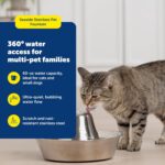 PetSafe Seaside Stainless Steel Cat & Dog Fountain, 60 Oz Water Capacity - 2 Water Filters & 1 Pump Included, Soothing Flow for Pets, Scratch-and Rust-Resistant Material - Quiet Motor - Image 4