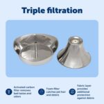PetSafe Seaside Stainless Steel Cat & Dog Fountain, 60 Oz Water Capacity - 2 Water Filters & 1 Pump Included, Soothing Flow for Pets, Scratch-and Rust-Resistant Material - Quiet Motor - Image 6