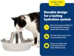 PetSafe Seaside Stainless Steel Cat & Dog Fountain, 60 Oz Water Capacity - 2 Water Filters & 1 Pump Included, Soothing Flow for Pets, Scratch-and Rust-Resistant Material - Quiet Motor - Image 7