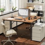 PRAISUN 47 X 20 Inch Office Computer Desk with Power Outlets and USB-C Port, Larger Gaming Desk, for Home Office, Study, Bedroom, Writing Work from Home Table, Metal Frame, Rustic Brown - Image 3