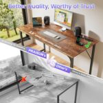 PRAISUN 47 X 20 Inch Office Computer Desk with Power Outlets and USB-C Port, Larger Gaming Desk, for Home Office, Study, Bedroom, Writing Work from Home Table, Metal Frame, Rustic Brown - Image 7
