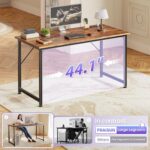 PRAISUN 47 X 20 Inch Office Computer Desk with Power Outlets and USB-C Port, Larger Gaming Desk, for Home Office, Study, Bedroom, Writing Work from Home Table, Metal Frame, Rustic Brown - Image 8