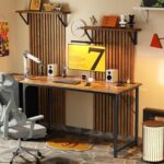 PRAISUN 47 X 20 Inch Office Computer Desk with Power Outlets and USB-C Port, Larger Gaming Desk, for Home Office, Study, Bedroom, Writing Work from Home Table, Metal Frame, Rustic Brown - Image 10