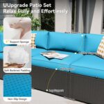 Aoxun Patio Furniture Set, 7 Piece Outdoor Sectional Sofas with Waterprool Cover, Wicker Rattan Outdoor Furniture Patio Conversation Set for Backyard, Garden Peacock Blue - Image 3