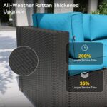 Aoxun Patio Furniture Set, 7 Piece Outdoor Sectional Sofas with Waterprool Cover, Wicker Rattan Outdoor Furniture Patio Conversation Set for Backyard, Garden Peacock Blue - Image 6