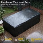 Aoxun Patio Furniture Set, 7 Piece Outdoor Sectional Sofas with Waterprool Cover, Wicker Rattan Outdoor Furniture Patio Conversation Set for Backyard, Garden Peacock Blue - Image 7