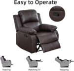 Manual Reclining Couch Sofa Set with Drop-Down Table, 3 Pieces Brown Leather Recliner Couch Sets, Living Room Furniture Sets, Recliner Sofa with Storage Console/Cup Holder for Home/Apartment - Image 6