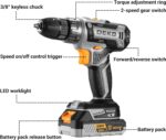 Power Drill Cordless: DEKOPRO Cordless Drill 20V Electric Power Drills Set Tool Drills Cord-less Set with Battery and Charger - Image 3