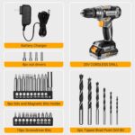 Power Drill Cordless: DEKOPRO Cordless Drill 20V Electric Power Drills Set Tool Drills Cord-less Set with Battery and Charger - Image 8