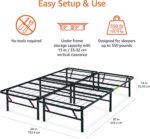 Amazon Basics Bed Frame with Storage, Foldable Metal Platform, Sturdy Steel, No Box Spring Needed, 14-inch High, Tool-Free Setup, Noise Free, Easy Assembly, Queen Size, Black - Image 3