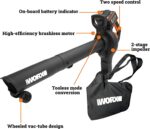 WORX Cordless Leaf Blower, 3 in 1 Blowers for Lawn Care with Leaf Vacuum & Leaf Mulcher, Electric Blower with Brushless Motor & 2 Speed Control, 2 × 4.0 Ah Batteries & Charger Included, WG583 - Image 8