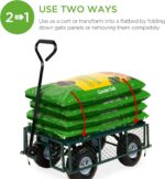 Best Choice Products Utility Garden Cart Wagon for Lawn, Yard w/Heavy-Duty Steel 400lb Weight Capacity, Removable Sides, Long Handle, 10in Tires - Green - Image 3