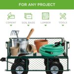 Best Choice Products Utility Garden Cart Wagon for Lawn, Yard w/Heavy-Duty Steel 400lb Weight Capacity, Removable Sides, Long Handle, 10in Tires - Green - Image 5