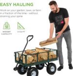 Best Choice Products Utility Garden Cart Wagon for Lawn, Yard w/Heavy-Duty Steel 400lb Weight Capacity, Removable Sides, Long Handle, 10in Tires - Green - Image 6