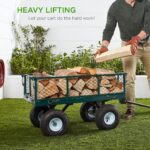 Best Choice Products Utility Garden Cart Wagon for Lawn, Yard w/Heavy-Duty Steel 400lb Weight Capacity, Removable Sides, Long Handle, 10in Tires - Green - Image 7