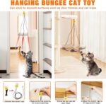 JXFUKAL Interactive cat Toy, Automatic Cat Wand Toy with Stable Wooden Base, 2 PCS Detachable Cat Teaser, 5PCS Refills Replacement & Hanging Elastic String, Kitty Kitten Toys Feather Spring Bird Toy - Image 7