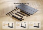 Seang Electric Standing Desk Adjustable Height, 40 x 24 Inch Sit Stand Desk with T-Shaped Frame, 3 Memory Presets & Cable Management for Home Office Computer Workstation, Black Frame/Black Top - Image 9