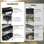 HUGROVE Propane Gas Grill, 40,000 BTU 4 Burner Outdoor BBQ Grill with with Foldable Side Tables & Spice Rack, 459 sq.in Cooking Area & Warming Rack for Patio, Backyard (Silver & Black) - Image 8