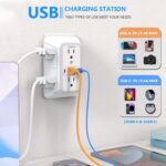 JcBlaon Outlet Extender Surge Protector - 6 Outlet Splitter with 4 USB Ports (2 USB C), Multiple Plug Expander Wall Charger, 3 Sided Multi Plug Wall Adapter Power Strip for Home Office Kitchen Travel - Image 4