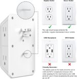 JcBlaon Outlet Extender Surge Protector - 6 Outlet Splitter with 4 USB Ports (2 USB C), Multiple Plug Expander Wall Charger, 3 Sided Multi Plug Wall Adapter Power Strip for Home Office Kitchen Travel - Image 8