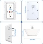 JcBlaon Outlet Extender Surge Protector - 6 Outlet Splitter with 4 USB Ports (2 USB C), Multiple Plug Expander Wall Charger, 3 Sided Multi Plug Wall Adapter Power Strip for Home Office Kitchen Travel - Image 9