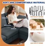 4 Piece Convertible Sectional Sofa Set, Modern Linen Small L Shaped Couch with Reversible Chaise, 3-Seater Sofa & Loveseat & Armchair for Living Room, Office, Apartment, Dark Grey - Image 5
