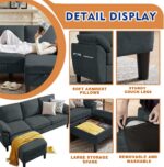 4 Piece Convertible Sectional Sofa Set, Modern Linen Small L Shaped Couch with Reversible Chaise, 3-Seater Sofa & Loveseat & Armchair for Living Room, Office, Apartment, Dark Grey - Image 6