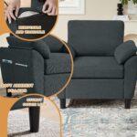 4 Piece Convertible Sectional Sofa Set, Modern Linen Small L Shaped Couch with Reversible Chaise, 3-Seater Sofa & Loveseat & Armchair for Living Room, Office, Apartment, Dark Grey - Image 7