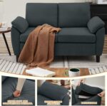 4 Piece Convertible Sectional Sofa Set, Modern Linen Small L Shaped Couch with Reversible Chaise, 3-Seater Sofa & Loveseat & Armchair for Living Room, Office, Apartment, Dark Grey - Image 8