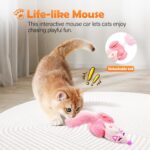 Migipaws Automatic Cat Toys, Plush Cat Mouse Toy, Interactive Toy for Indoor Cats, Smart Moving Kitten Toy, Rechargeable (Pink) - Image 3