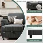 Vongrasig Convertible Sectional Sofa Couch, 3 Seat L Shaped Sofa with Removable Pillows Soft Corduroy Fabric Small Couch Mid Century for Living Room, Apartment and Office (Gray) - Image 4