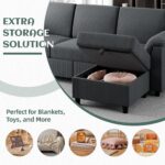 Vongrasig Convertible Sectional Sofa Couch, 3 Seat L Shaped Sofa with Removable Pillows Soft Corduroy Fabric Small Couch Mid Century for Living Room, Apartment and Office (Gray) - Image 6
