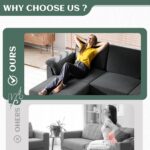 Vongrasig Convertible Sectional Sofa Couch, 3 Seat L Shaped Sofa with Removable Pillows Soft Corduroy Fabric Small Couch Mid Century for Living Room, Apartment and Office (Gray) - Image 7